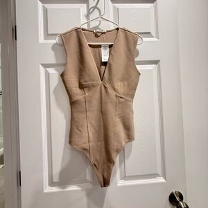 Abercrombie & Fitch Beige Crepe Bodysuit